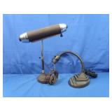 2 Vintage Art Deco Metal Desk Lamps