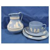 Vintage Wedgwood Jasperware Pitcher, 2 Plates,