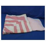 Baby Quilts-Red & White Tied Basket (rough), Pink