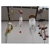 4 Wind Chimes-Sunflower, Cardinal, Wood/Metal,