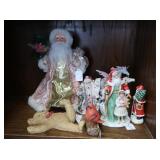 Plush Standing Pink Santa, 2 Unicorn Figurines, 3