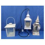 White Wooden Lantern on Stand-Warm Memories of