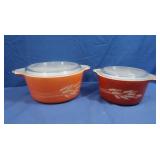2 Glass Pyrex Casserole Dishes w/Lids