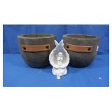 2 Wooden Plant Pots, Angel Figurine
