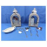 First Communion Dish, 3 Rosaries (Red, Black,