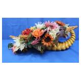 Large Ceramic Cornucopia filled w/Silk