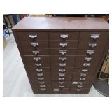 Antique Metal 36-drawer Cabinet 31x13x37"