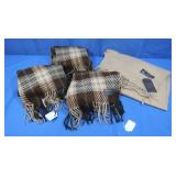 4 Womens Scarves-Tan, 3 Brown Plaid