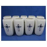 9 Ceramic Vases w/Silver Cross