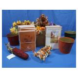 Fall Lot-Indian Corn Ear, 10 Autumn Bows, 4 Metal