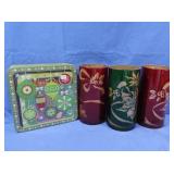 Set of Christmas Cookie Tins, 3 Tall Christmas