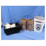 3 Metal Christmas Buckets, 2 Gold Cut-out