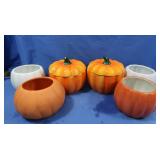 Ceramic Pumpkins-2 Orange w/Lids, 2 Orange-no