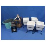 2 Lanterns, Stands w/Cearmic Inserts