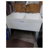 Double Sink Wash Tub 40"x23"D w/Moen Faucet &