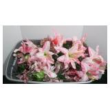 Pink Silk Flowers in Tote