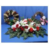 2 Wreaths-Pink Puff Snowball & Brown Feathered,