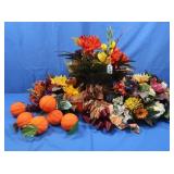 3 Silk Fall Centerpieces, Pumpkin Picks, Fall Bow