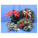 Silk Christmas Centerpiece w/Candle-Silk