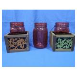 2 Fall Cube Wooden Boxes, 3 Orange Mason Jar