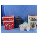 Black Metal Lantern, 2 Letters to Santa Wooden