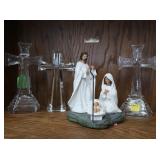 3 Glass Crosses, Nativity (1 pc)