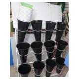 Vase Rack on Wheels w/12 Black Vases, 12 White