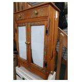 Vintage Wooden Cabinet w/double glass doors, 3
