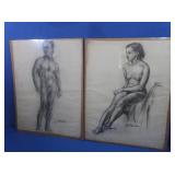 Vintage Charcoal Nudes-Longnecker
