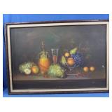 Framed Fruit Bowl Still Life on Canvas-artist