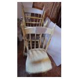 3 Wooden Spindle Back Chairs 16Wx15.5Dx37"H