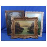 Oil & Acrylic Framed Paintings-1 frame repaired