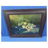 Still Life Fruit Bowl, Antique Frame