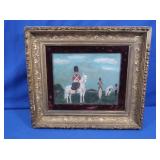 Antique Gilt & Gesso Wood Frame, Velvet Wrap