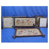 Framed Needlepoint-some Antique, Carved Wood