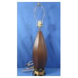 Vintage Ceramic Wood Grain Style Lamp w/Brass