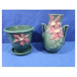 Antique Roseville Vase 108-8", 2 pc Plant Pot