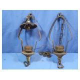 2 Antique Hanging Cast Iron Lights w/Handles