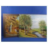 2 Fall Oil on Canvas Framed Landscapes