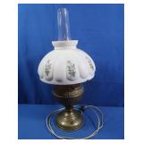 Antique Brass Electric Lamp w/Shade &