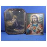 Antique Framed Christ Print, Vintage Framed