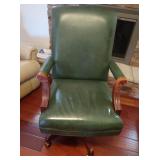 Green Leather Swivel Office Chair w/adj seat on