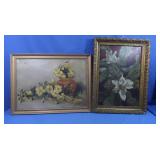 2 Framed Artwork,Gilt & Gesso, Wood-1 Board, 1