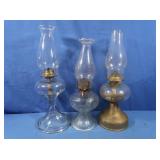 3 Vintage Oil Hurricane Lamps