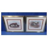 Metal Framed Watercolor & Sketches of Abandoned