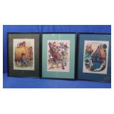 3 Framed Child Nursery Rhyme Prints