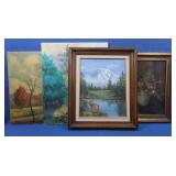 4 Paintings-2 Framed