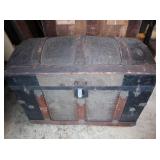 Antique Wooden Hump Top Chest w/Inside Tray