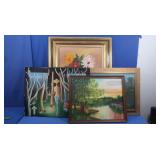 4 Paintings-3 Framed