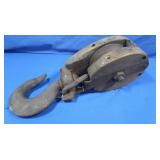 Antique Wooden Lever Open Single Rope Pulley